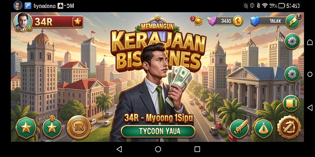 Screenshot utama 34R menampilkan pengalaman gameplay Tycoon yang seru.