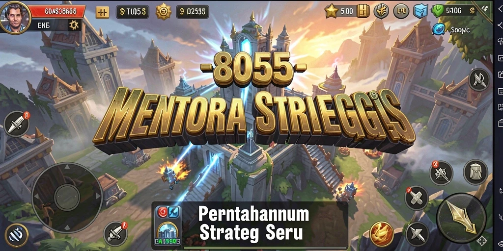 Tampilan gameplay menara di 8055 yang menarik dan strategis.
