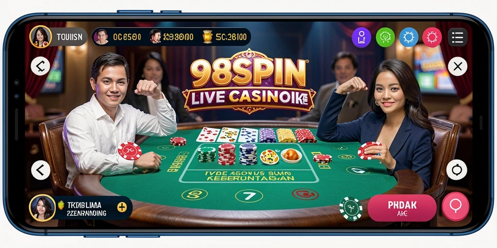 Tangkapan layar gameplay Live Casino yang mendebarkan di 98SPIN.