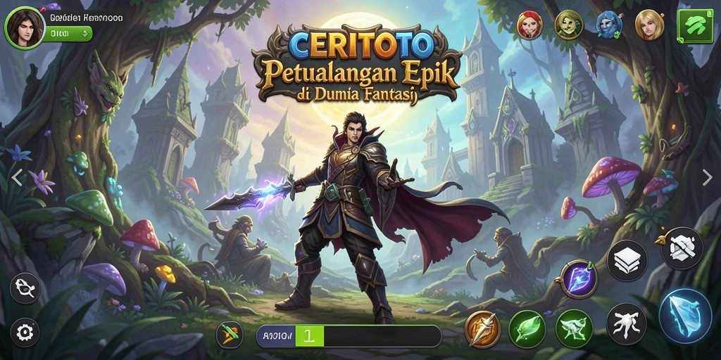Gameplay CERITOTO menampilkan pertempuran seru dan eksplorasi dunia fantastis.
