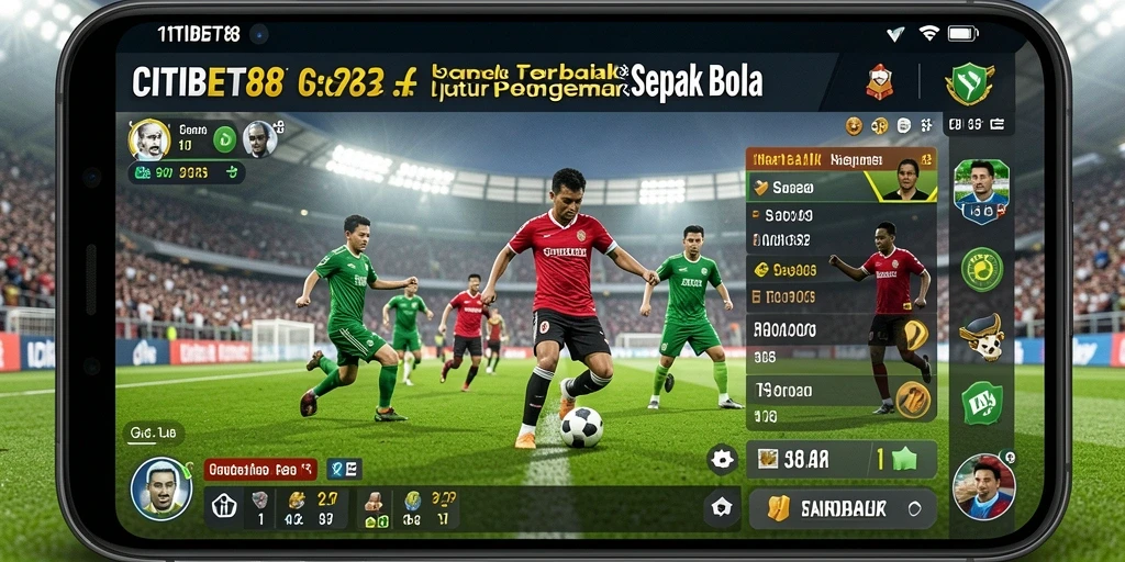 Screenshot gameplay CITIBET88 menampilkan aksi seru di lapangan sepak bola.