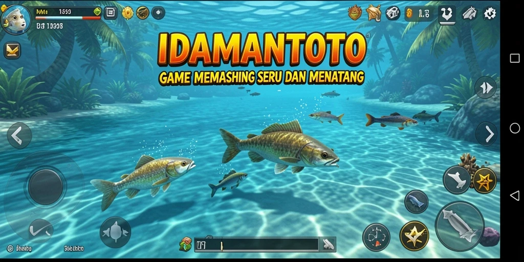 Tampilan gameplay menarik dalam IDAMANTOTO menampilkan aksi memancing yang seru.