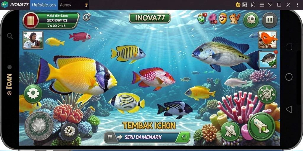 Tangkapan layar gameplay INOVA77 dengan aksi Tembak Ikan yang seru.