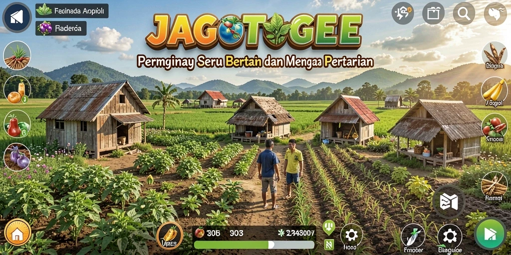 Screenshot utama JAGOTOGEL menampilkan keseruan bertani di lahan pertanian virtual.
