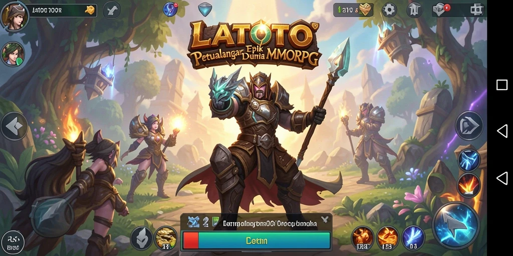 Tangkapan layar utama LATOTO menampilkan gameplay MMORPG yang seru dan mendebarkan.