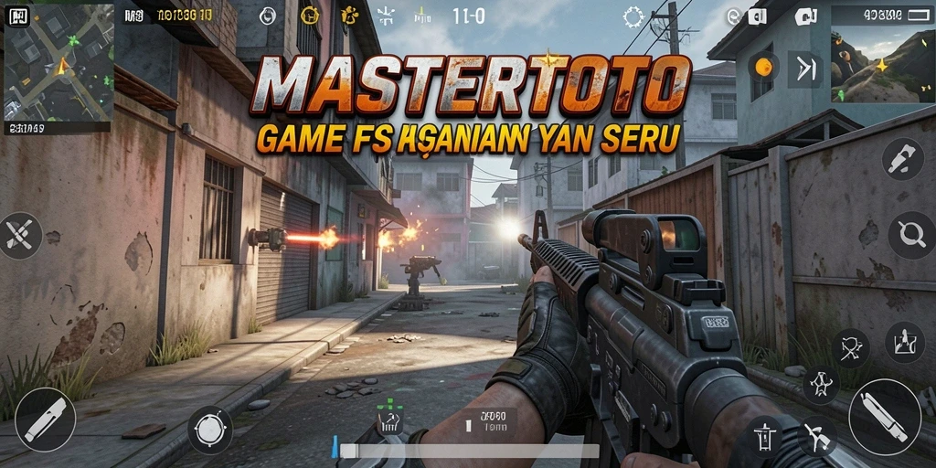 Tampilan gameplay MASTERTOTO dengan aksi tembak-menembak yang intens.