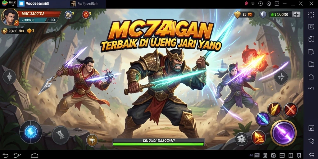 Tangkapan layar dari gameplay MC777 yang menampilkan pertarungan epik antar karakter.