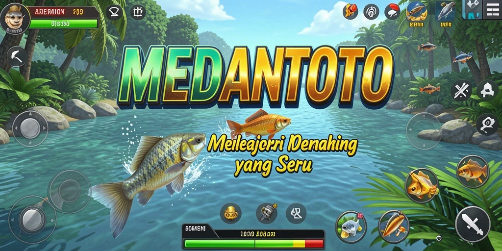 Screenshot gameplay MEDANTOTO menampilkan aksi memancing yang seru.