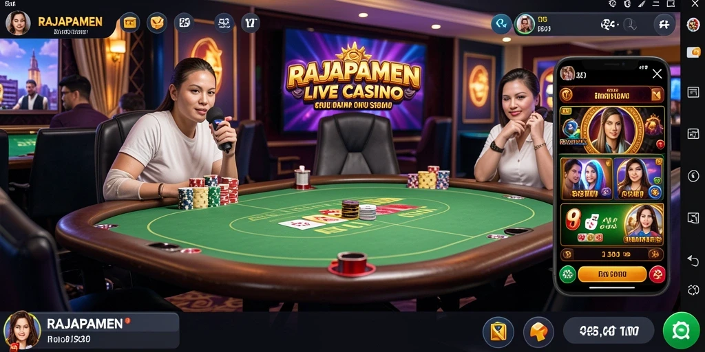 Tampilan gameplay seru dari aplikasi RAJAPAMEN Live Casino.