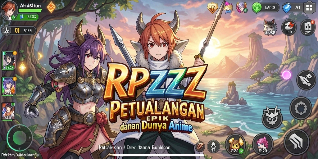 Tampilan gameplay RPZZZ yang menakjubkan dengan grafis anime.